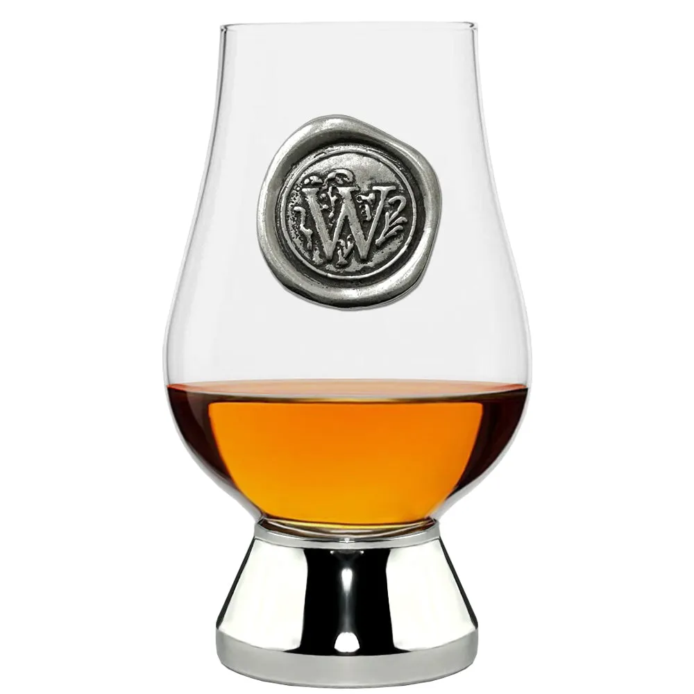 The Glencairn Whisky Glass with Pewter Monogram Initial 200ml