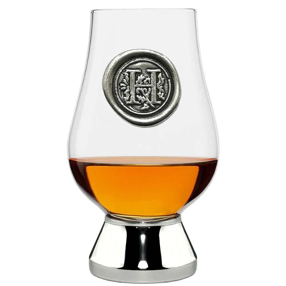 The Glencairn Whisky Glass with Pewter Monogram Initial 200ml