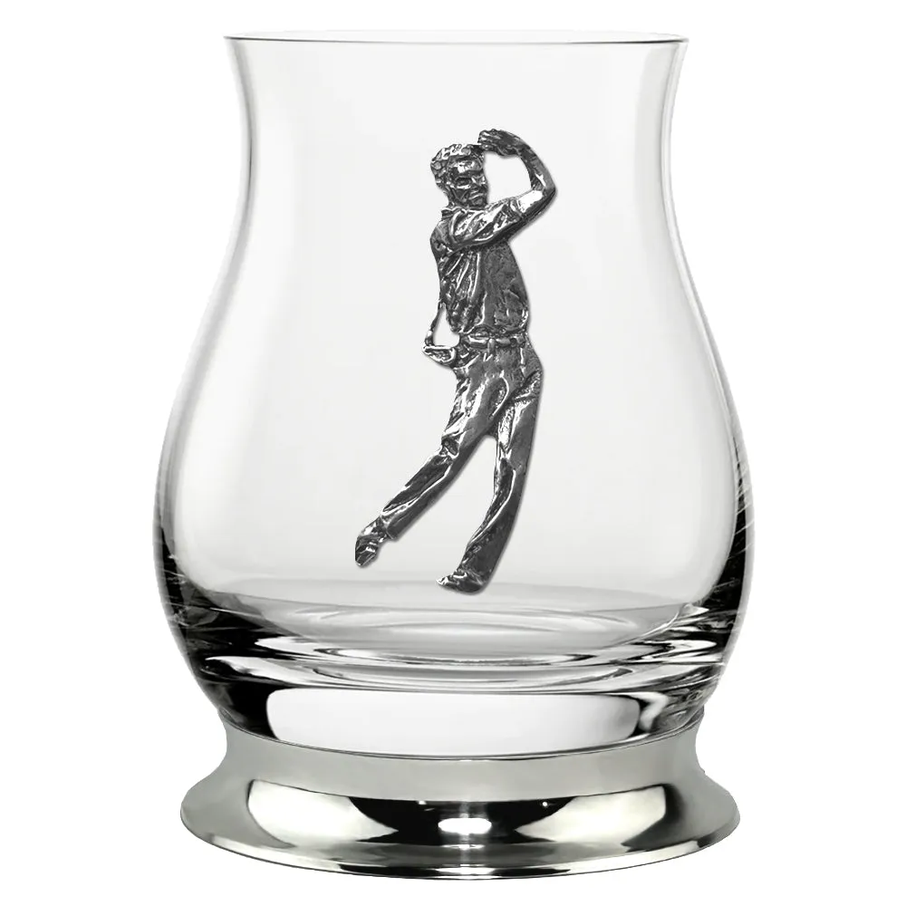 The Glencairn Whisky Mixer Glass with Pewter Base and Golfer 350ml