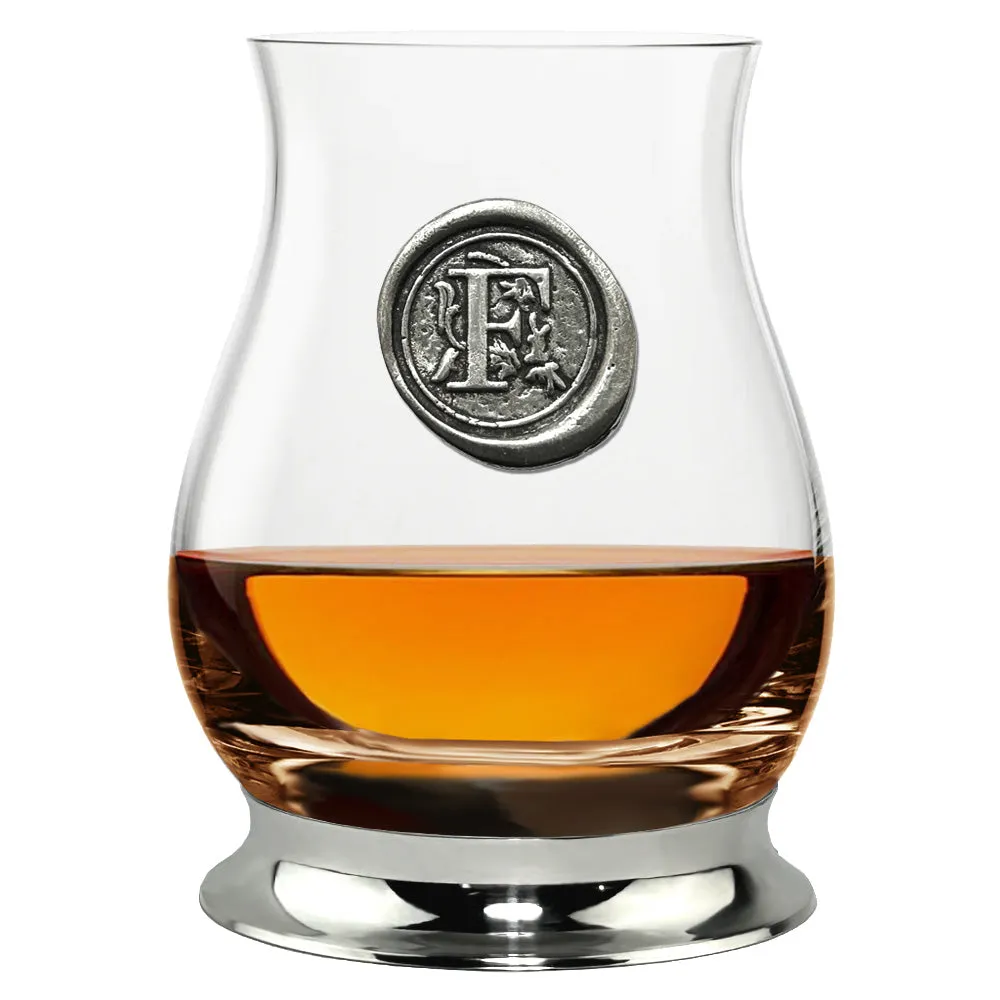 The Glencairn Whisky Mixer Glass with Pewter Monogram Initial 350ml