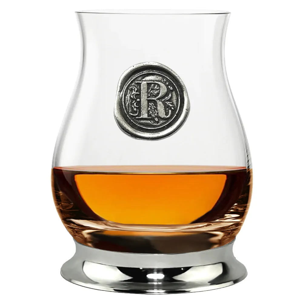 The Glencairn Whisky Mixer Glass with Pewter Monogram Initial 350ml