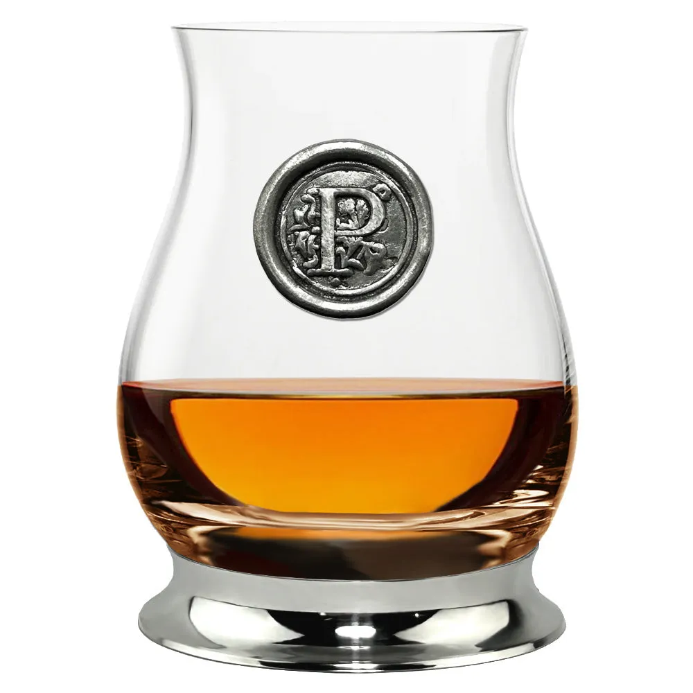 The Glencairn Whisky Mixer Glass with Pewter Monogram Initial 350ml