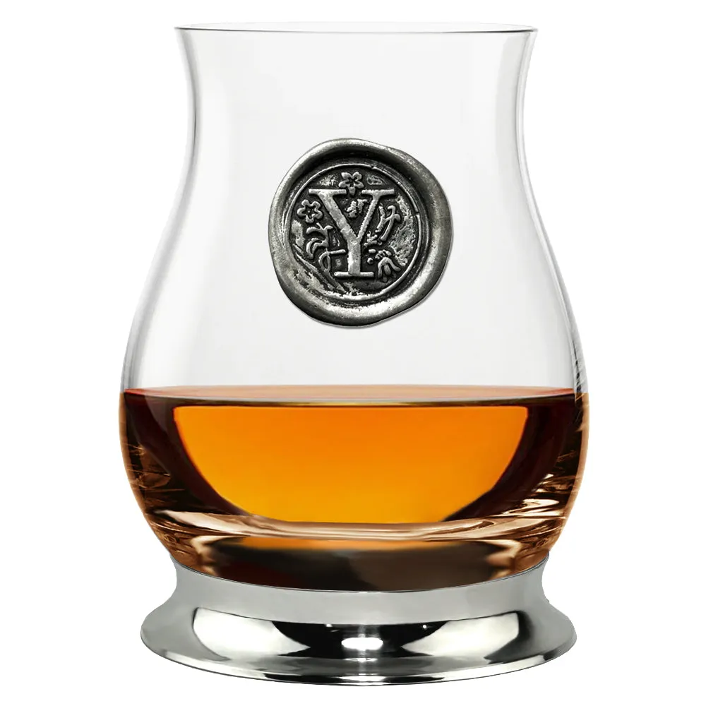 The Glencairn Whisky Mixer Glass with Pewter Monogram Initial 350ml