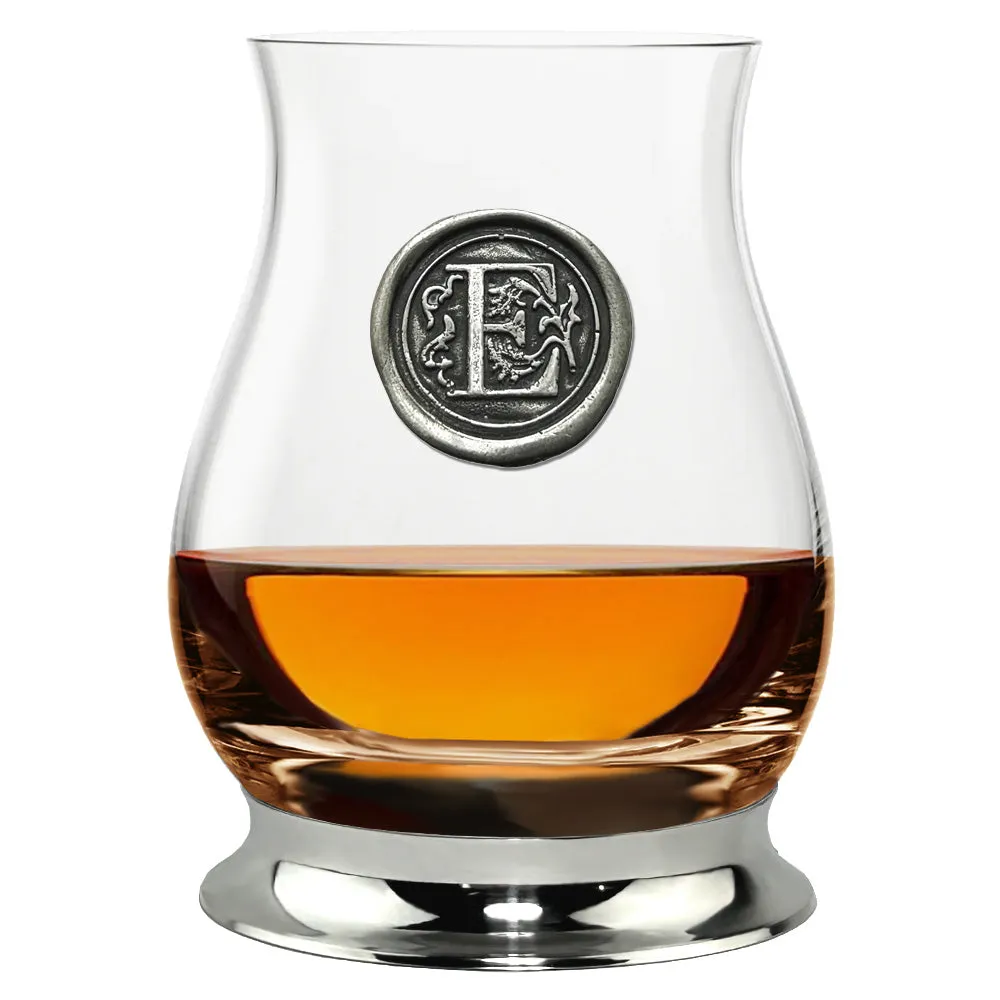 The Glencairn Whisky Mixer Glass with Pewter Monogram Initial 350ml