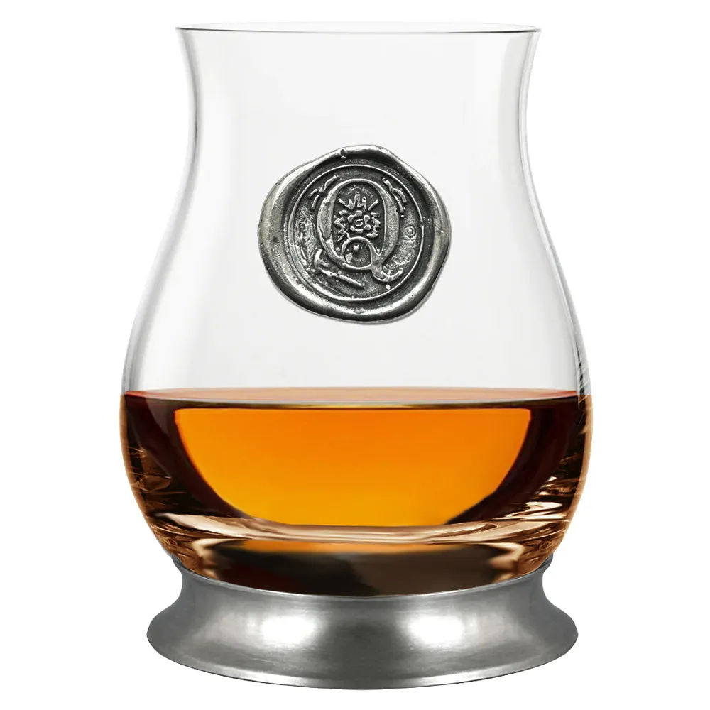 The Glencairn Whisky Mixer Glass with Pewter Monogram Initial 350ml