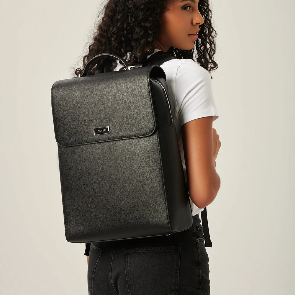 The Lydia - Black Vegan Leather Backpack