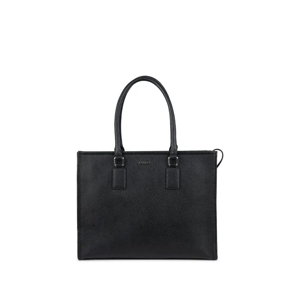 The Valentina - 2-in-1  Black Vegan Leather Tote Bag