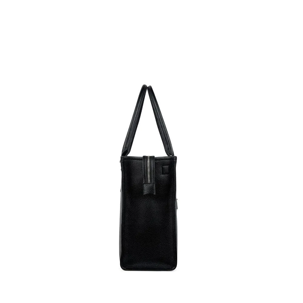 The Valentina - 2-in-1  Black Vegan Leather Tote Bag