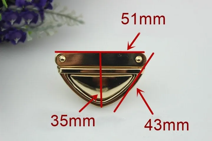 Triangle Tuck Thumb Lock 51mm 2" Purse Charm Organizer Luggage Hardware Antique Gold Lock And Key Closure Small Bag Clutch Metal Accessories