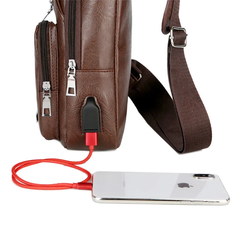 USB Portable Charging Chest Bag Messenger Bag