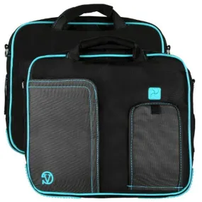 Vangoddy Black-Aqua Pindar Shoulder Portfolio Bag Case for Micromax Canvas Laptab II LT777 11.6-inch Laptop