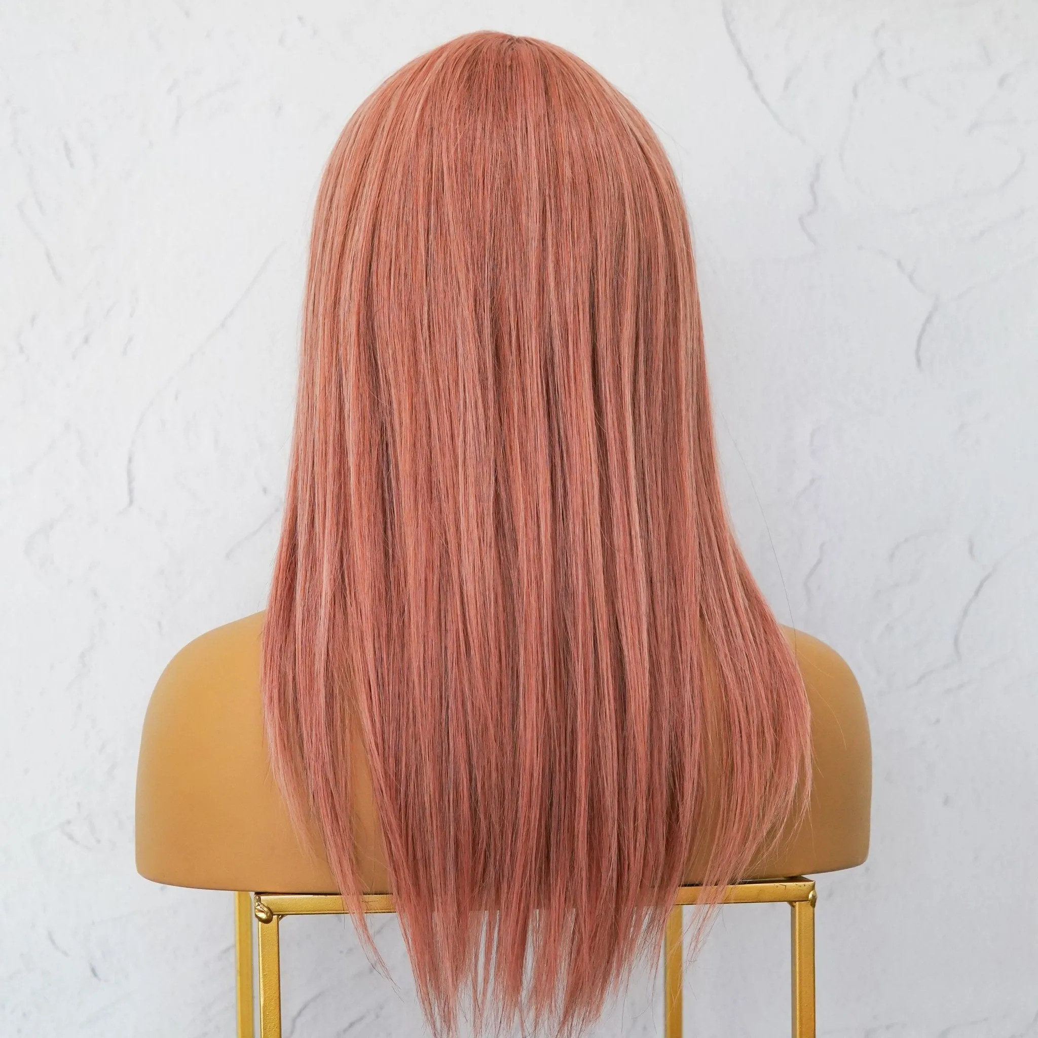 VICTORIA Dusty Pink Human Hair Fringe Wig