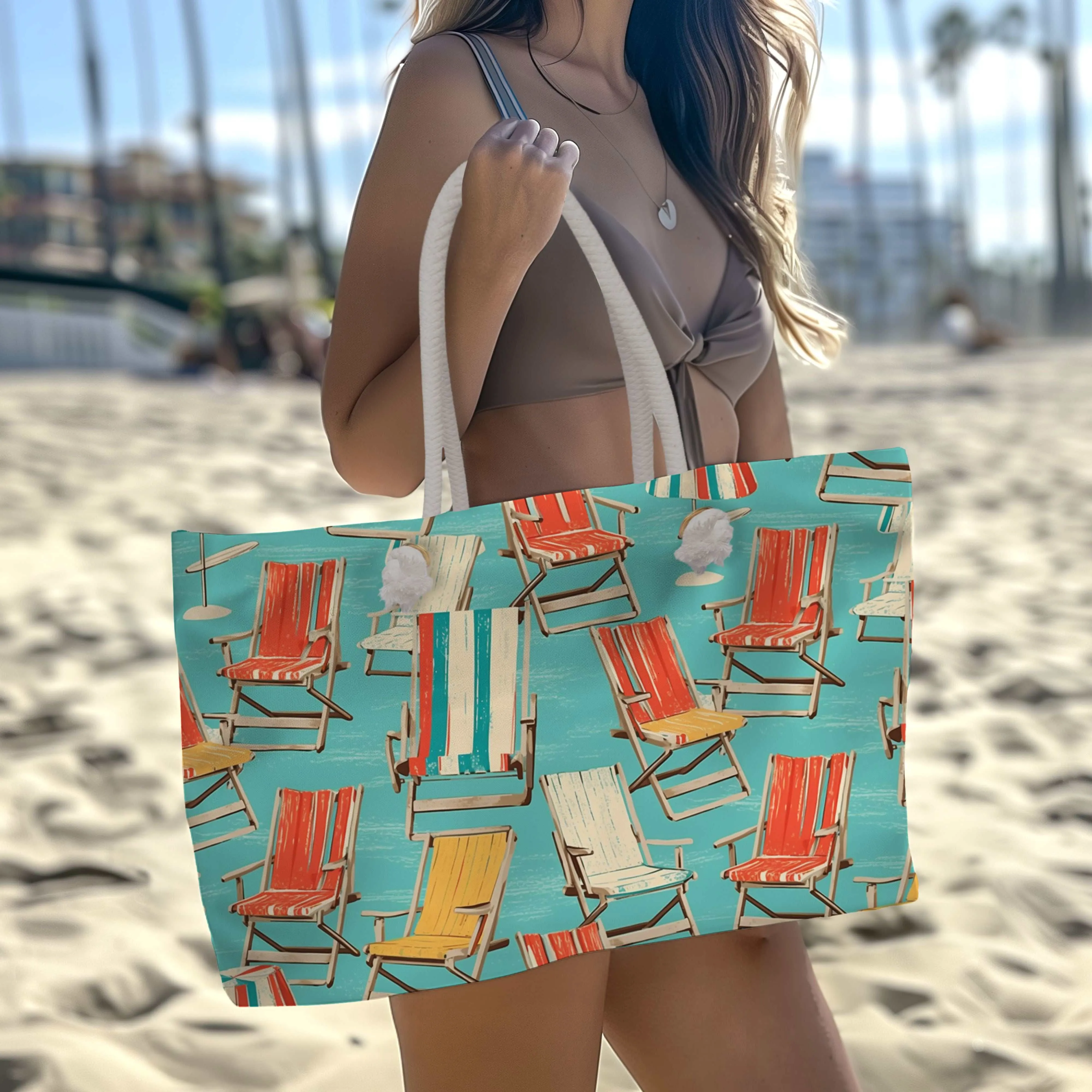 Vintage Beach Chairs Canvas Weekender Tote