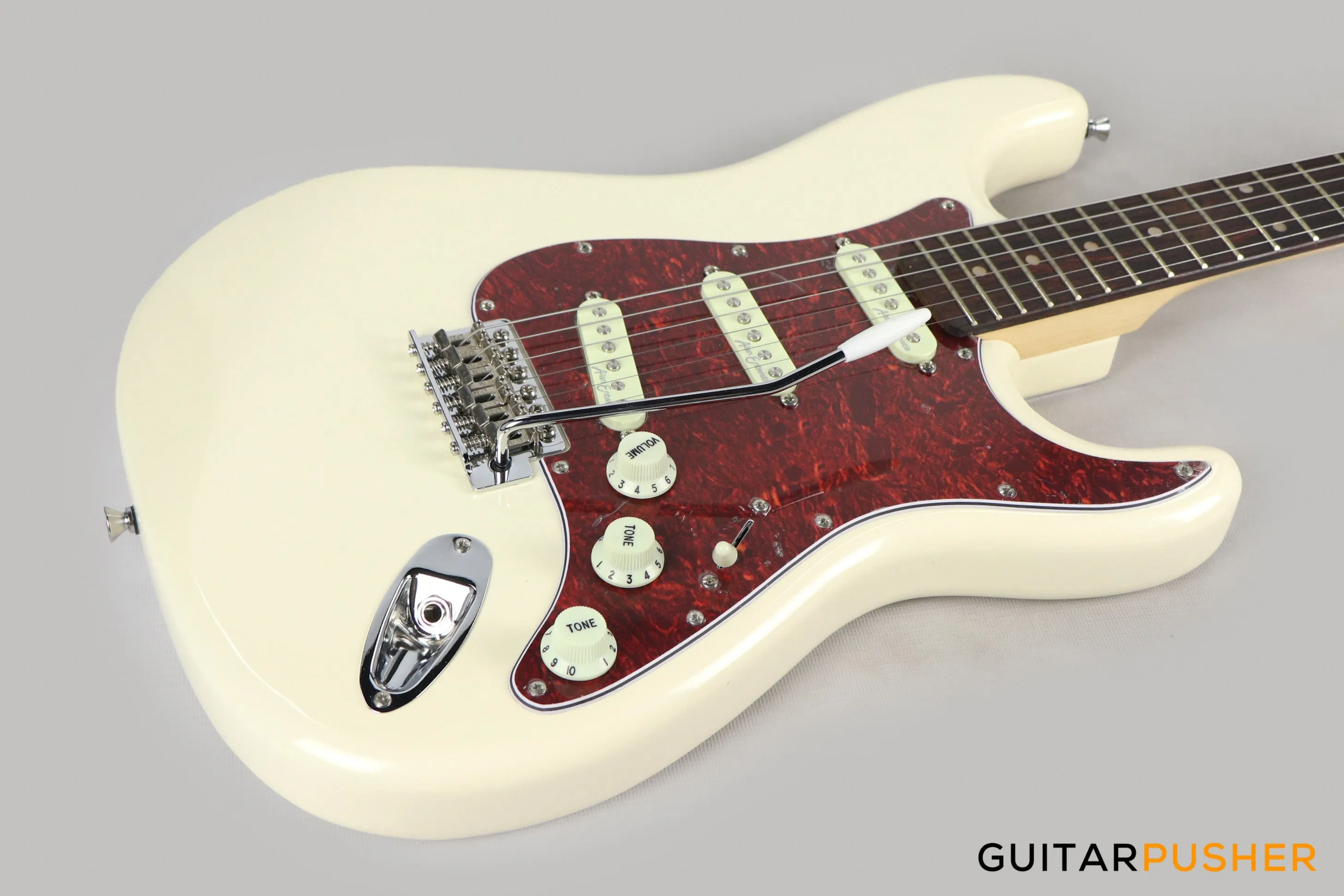 Vintage Coaster Series V60 S-Style Electric Guitar w/ Kinsman 10-Watt Amplifier, Gig Bag, & Accessories - Vintage White