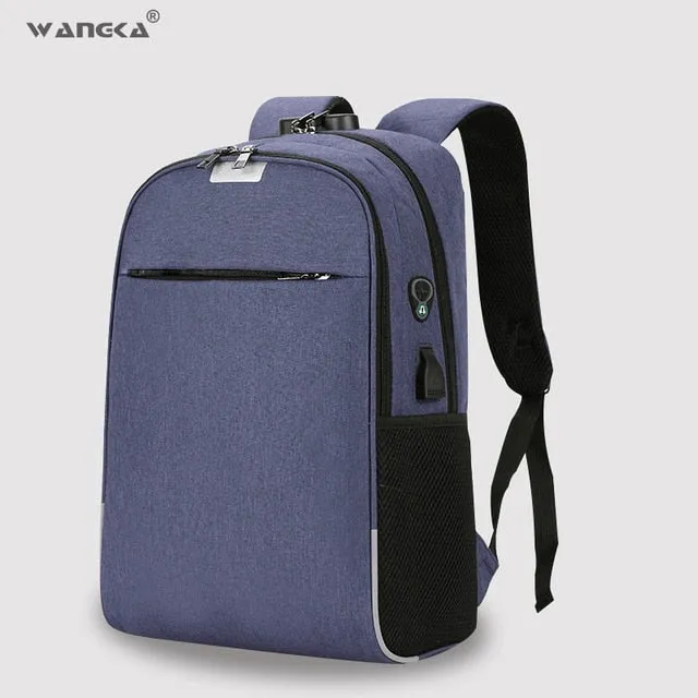 WANGKA USB Charging Laptop Backpack 15.6 inch Anti Theft Women Men School