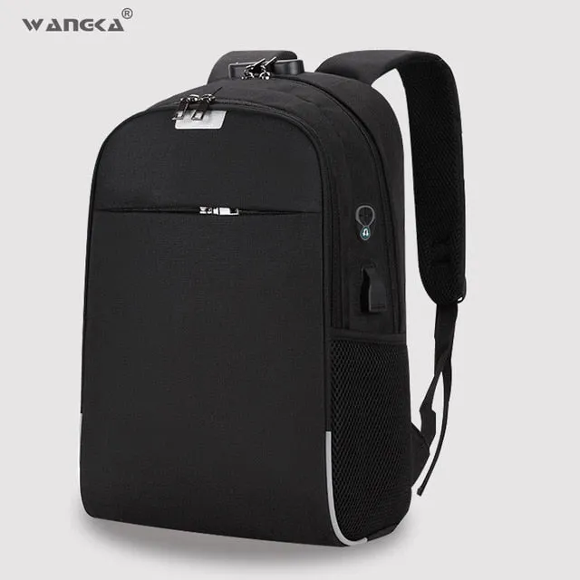 WANGKA USB Charging Laptop Backpack 15.6 inch Anti Theft Women Men School