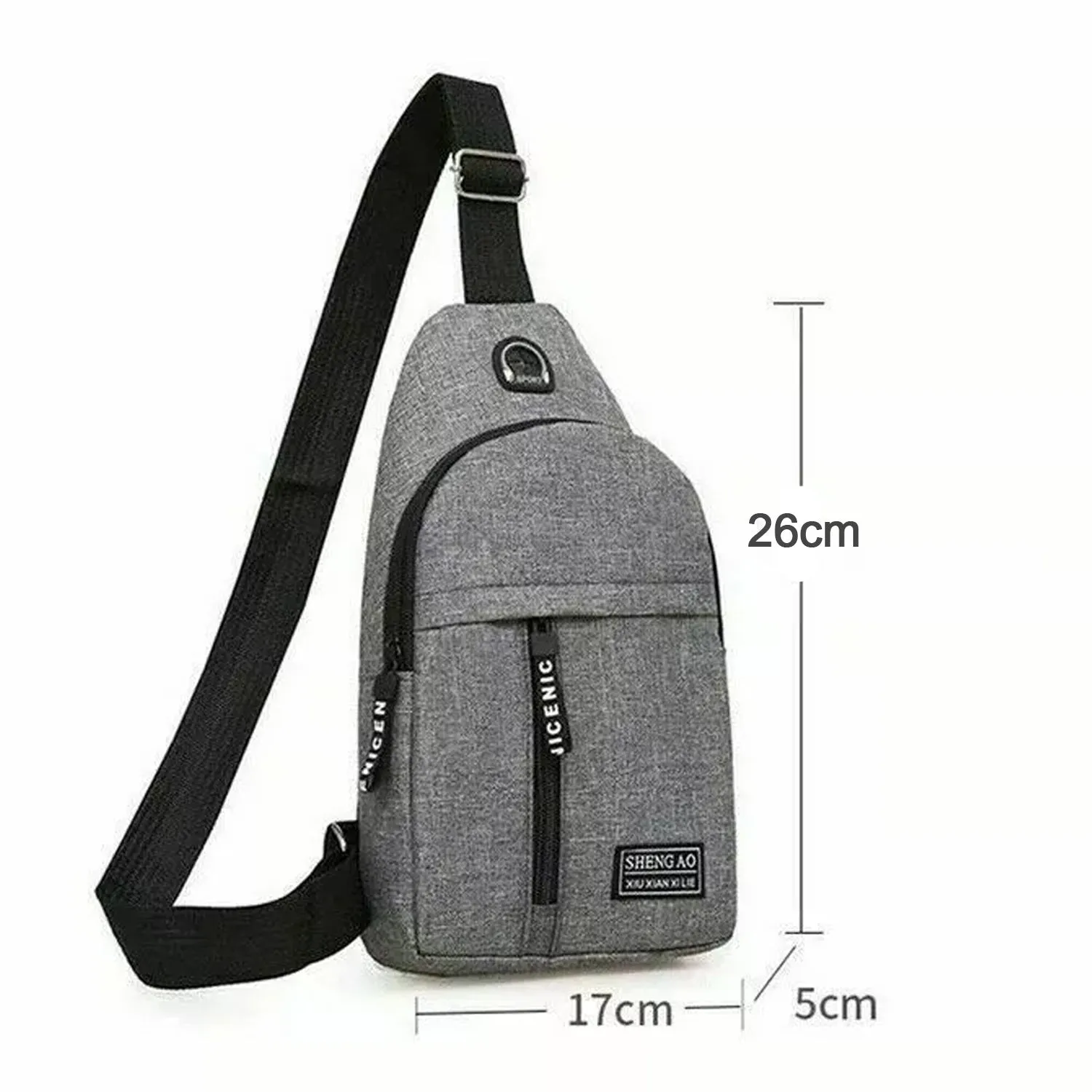 Waterproof Waist Bag, Shoulder Bags USB Charging Earphone Hook Sling Travel Bag (1 Pc)