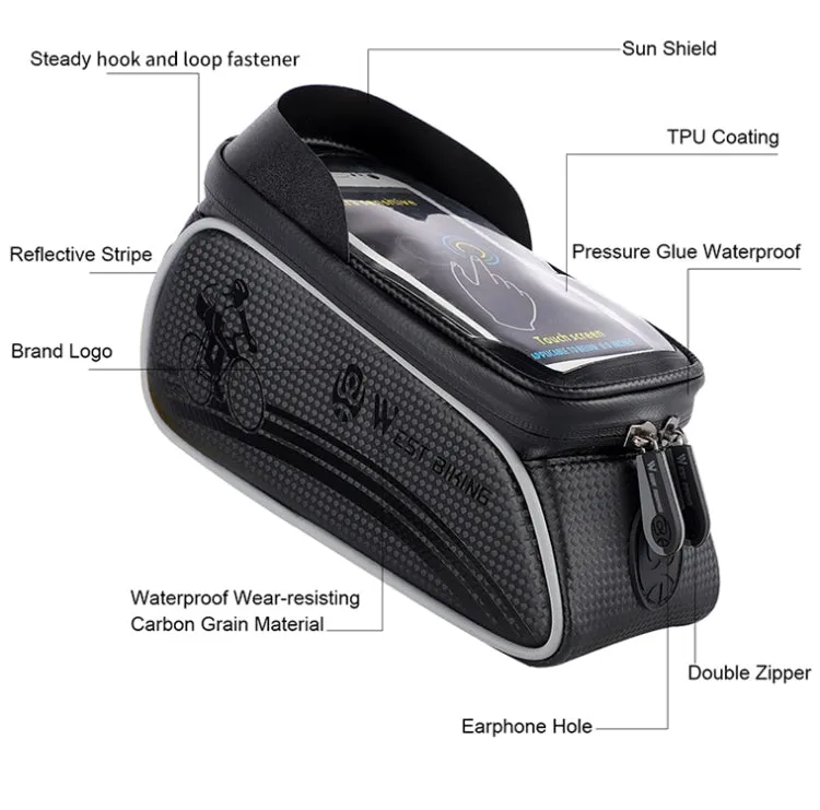 West Biking 1.5l Bicycle Anti-Light  Bag Riding Front Bag Mobile Phone Bag Boarding Bag Waterproof Bag