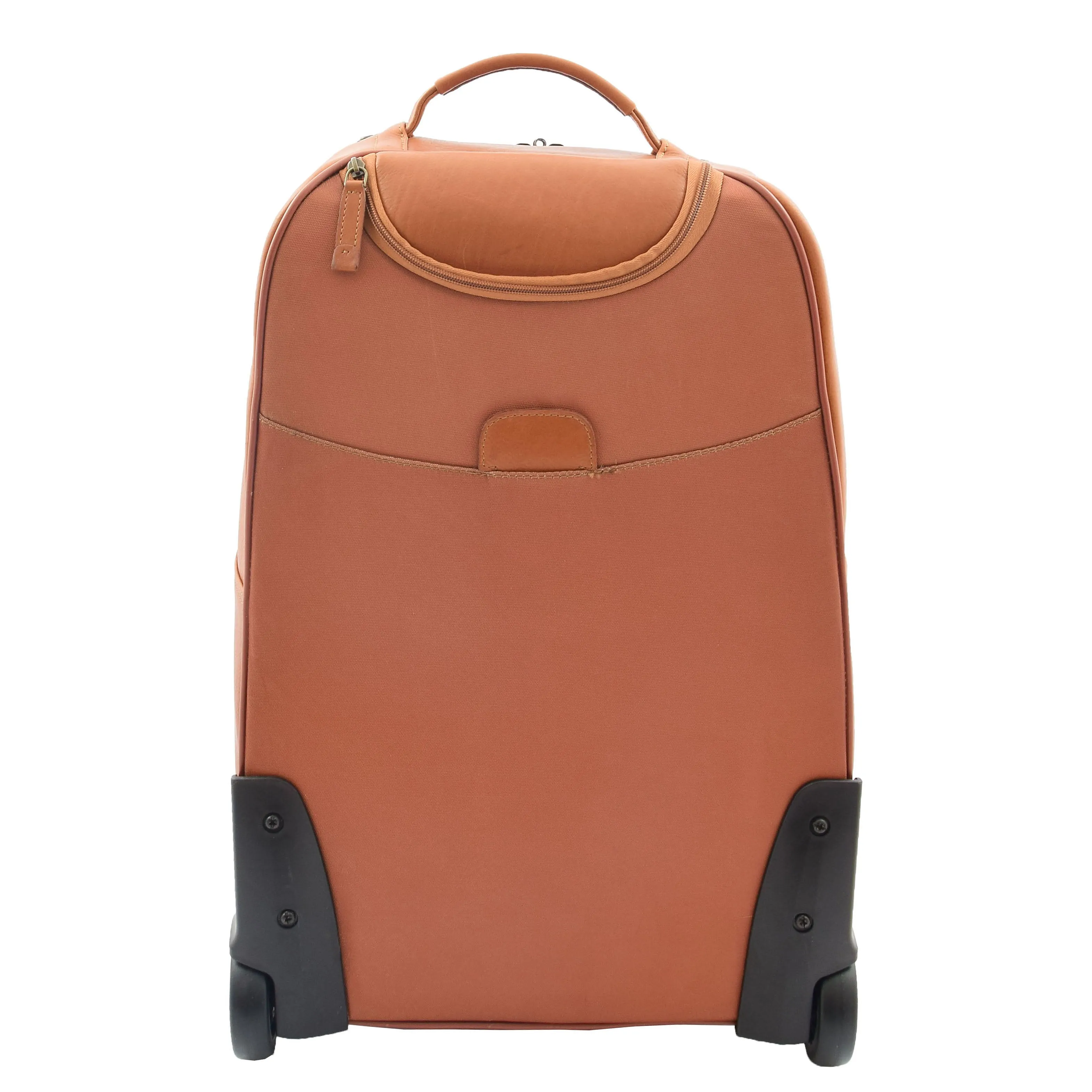 Wheeled Cabin Suitcase Real Tan Leather Luggage Travel Bag Carlos