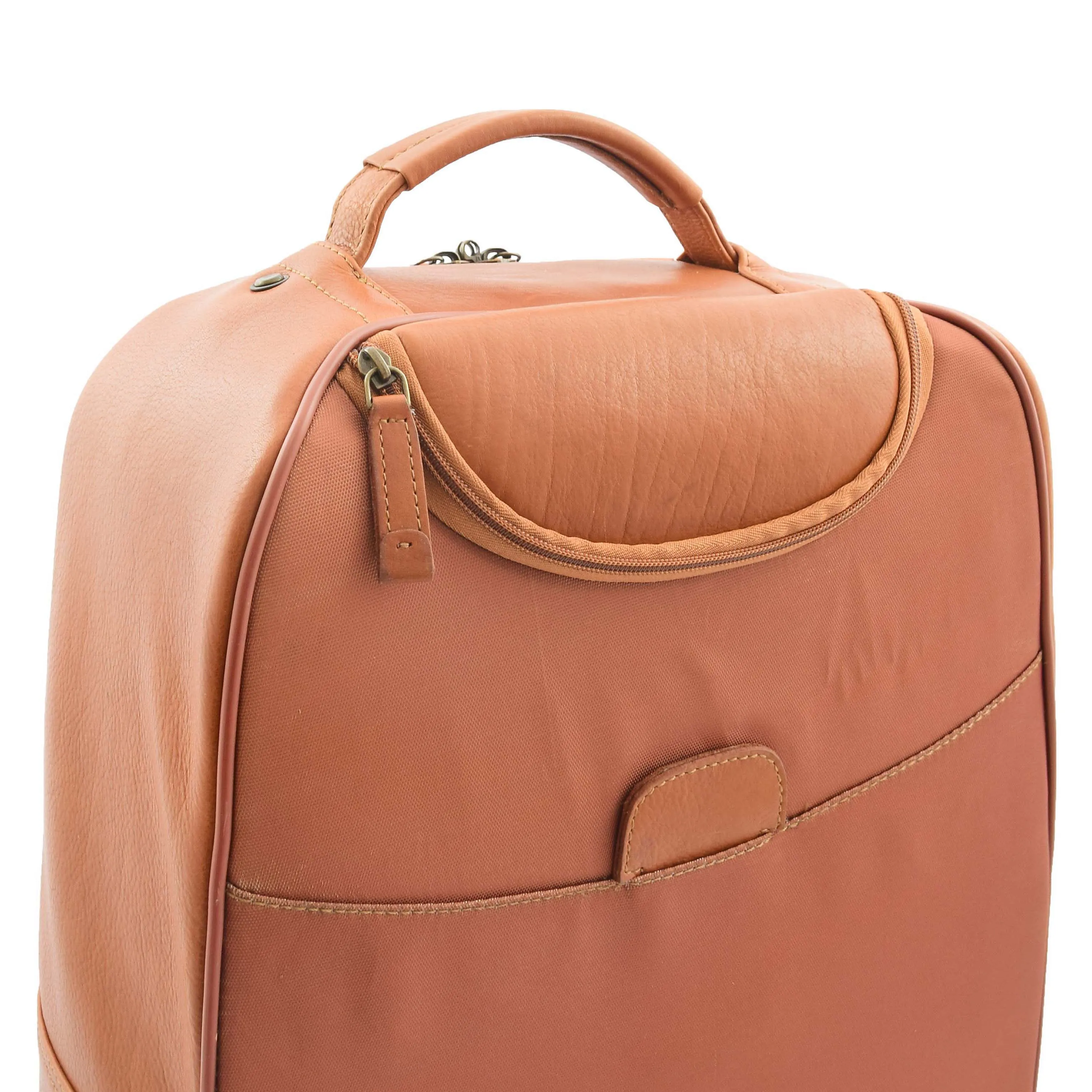 Wheeled Cabin Suitcase Real Tan Leather Luggage Travel Bag Carlos