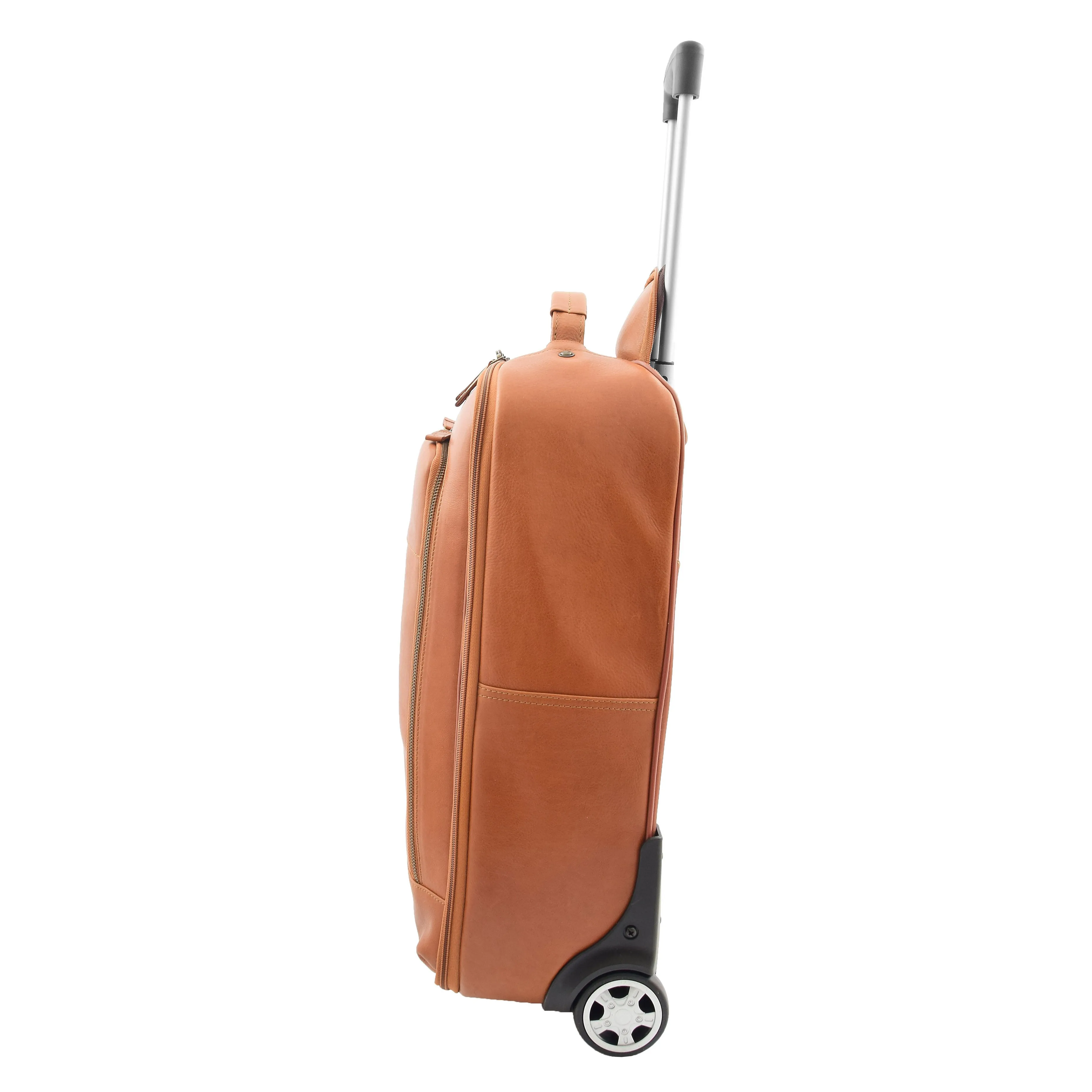 Wheeled Cabin Suitcase Real Tan Leather Luggage Travel Bag Carlos