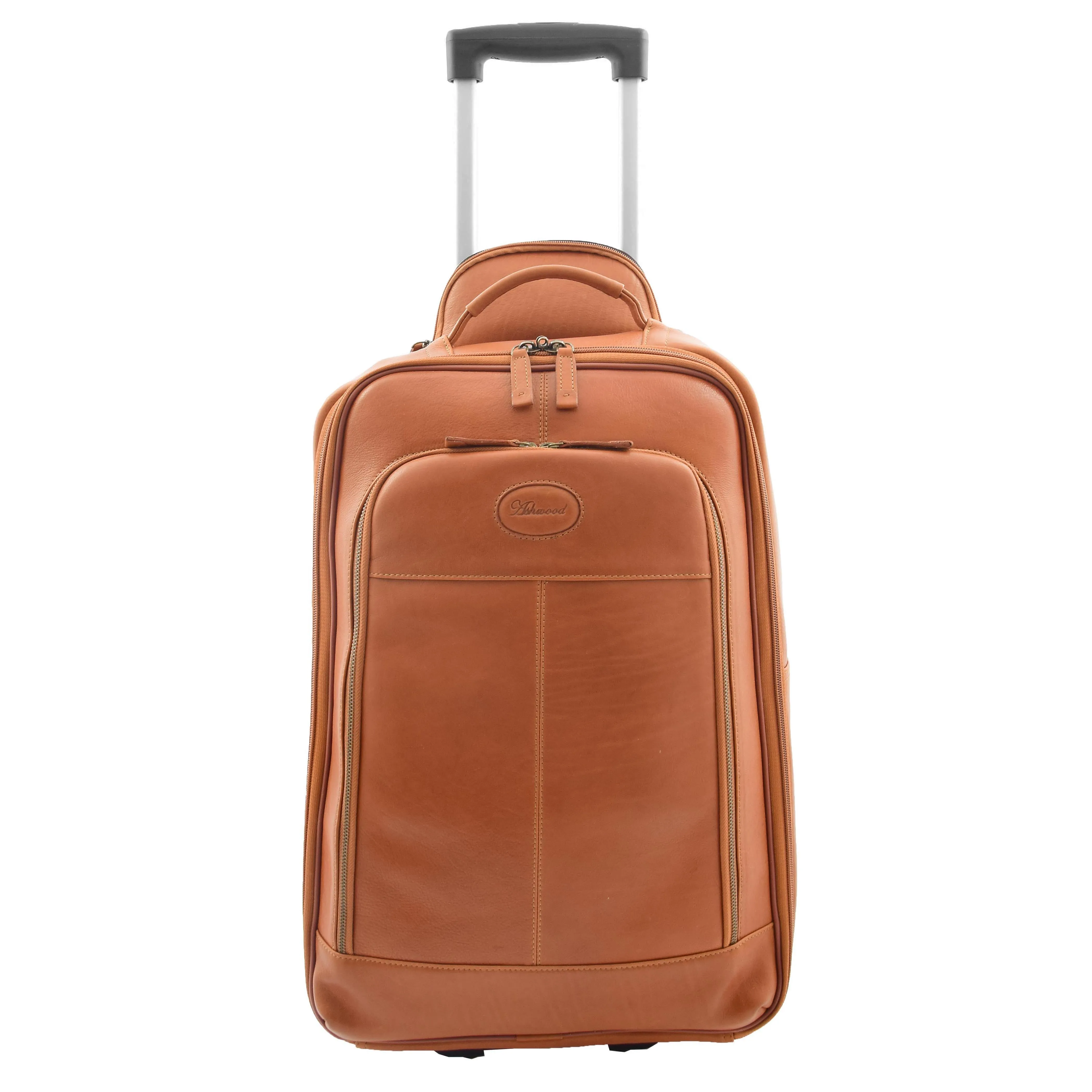 Wheeled Cabin Suitcase Real Tan Leather Luggage Travel Bag Carlos