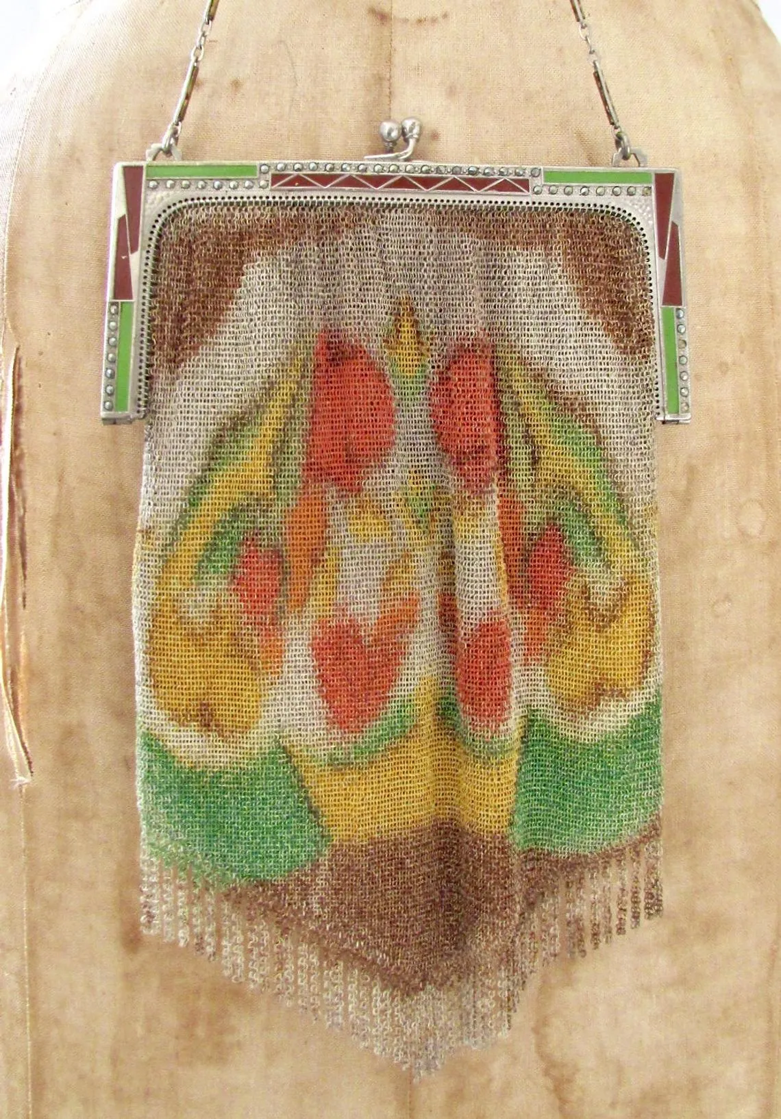 WHITING AND DAVIS Art Deco 20s Dresden Mesh Bag, Flapper Purse