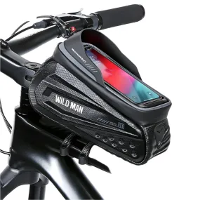 Wild Man Bicycle Bag Frame Rainproof Bike Bag Phone Case 6.8inch Touch Screen Cycling Bag Tube 1.2L Mtb Accessories