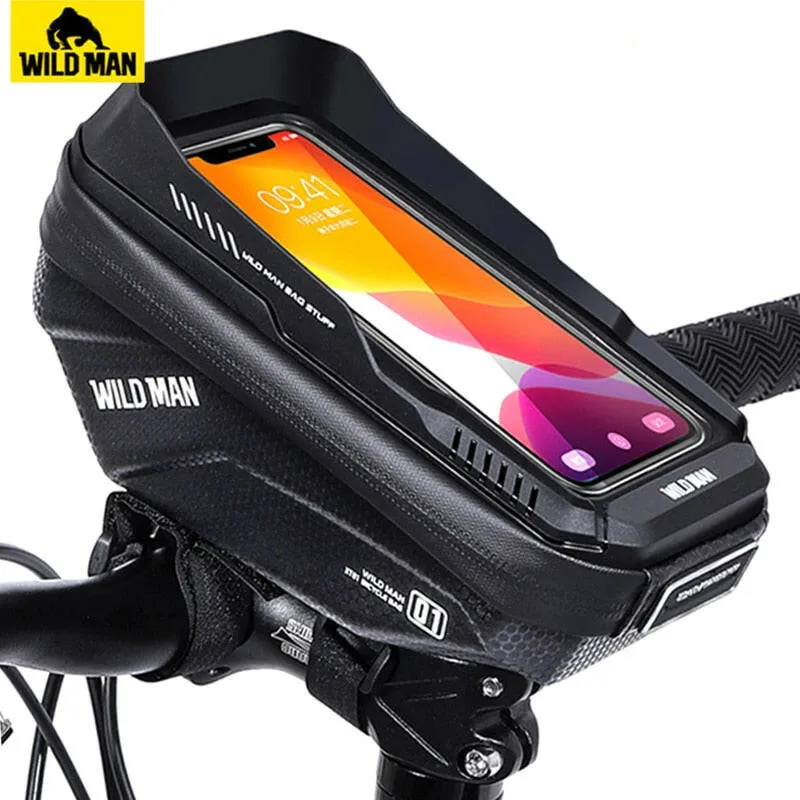 WILD MAN Rainproof Bike Bag Front Bicycle Handlebar Bag Touch Screen Cycling Phone Bag 6.7 Inch Phone Case Mtb Accessories