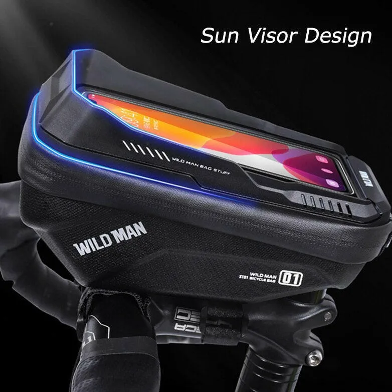 WILD MAN Rainproof Bike Bag Front Bicycle Handlebar Bag Touch Screen Cycling Phone Bag 6.7 Inch Phone Case Mtb Accessories