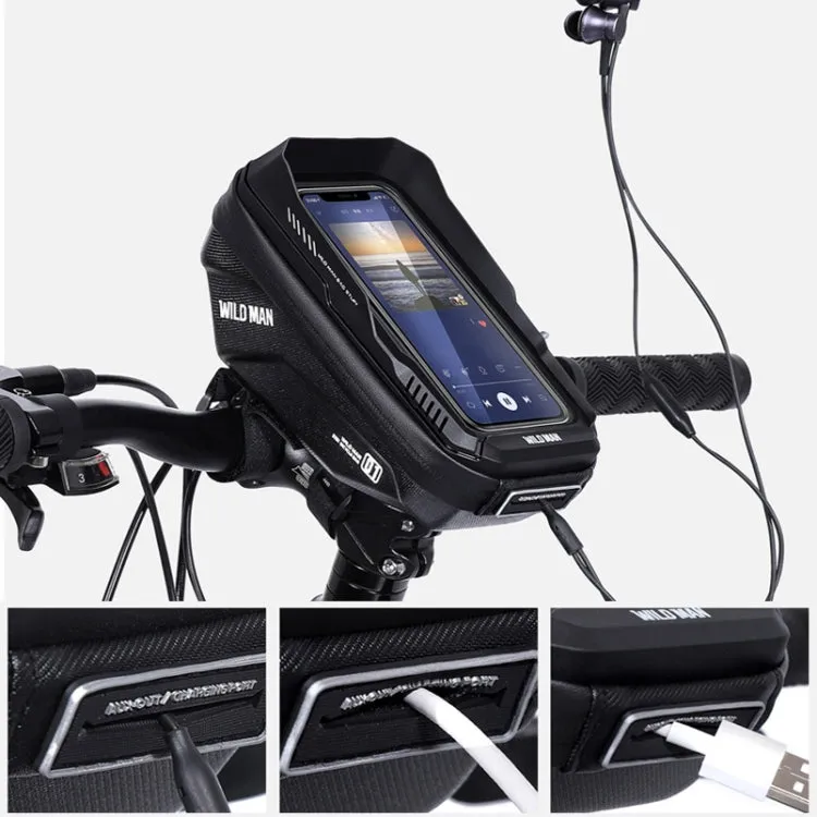 WILD MAN XT1 1L Bicycle EVA Hard Shell Phone Touch Screen Handlebar Bag(Solar Pattern)