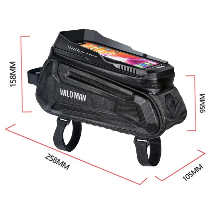 WILD MAN XT5 1.2L EVA Hard Shell Bike Front Beam Bag Touch Screen Phone Waterproof Bag(Twill Pattern)