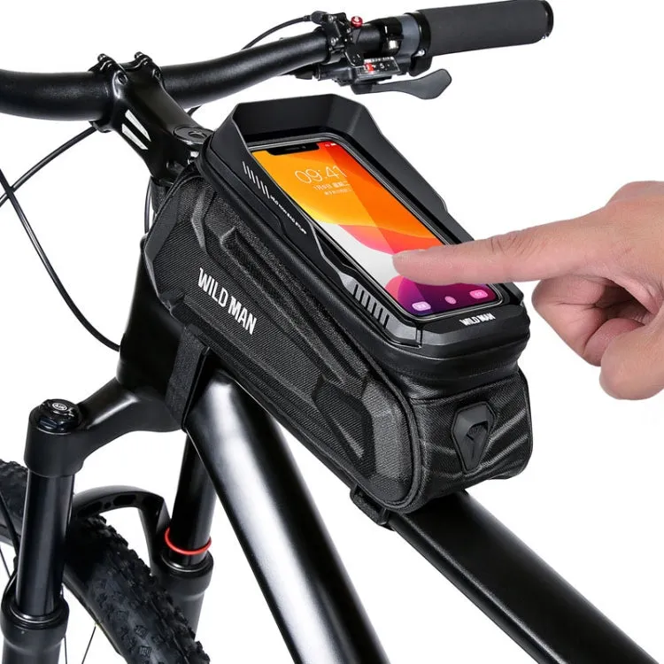 WILD MAN XT5 1.2L EVA Hard Shell Bike Front Beam Bag Touch Screen Phone Waterproof Bag(Twill Pattern)