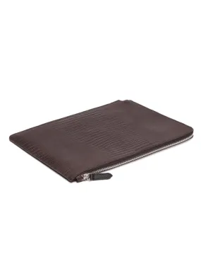 WOLF Blake Zip Tablet Case - Genuine Brown Lizard Leather - Zipper Closure