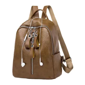 Women Fashion Waterproof Light Weight Anti-theft Backpack Shoulder Bag With Headphone Port