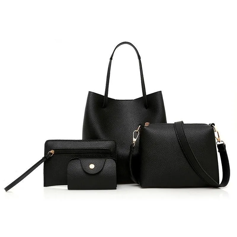 Women Leather Shoulder Messenger Crossbody Bag Set