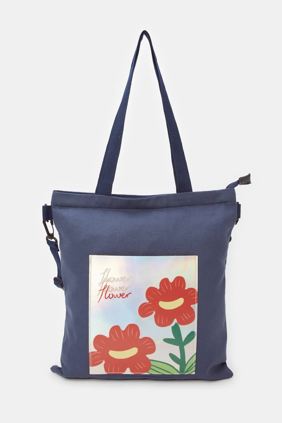 Women Navy Color Printed Shopper