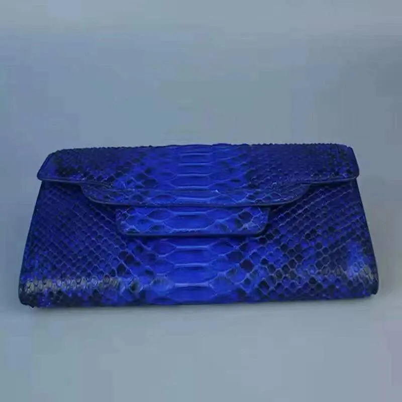 Women's Clutch Python Leather Blue