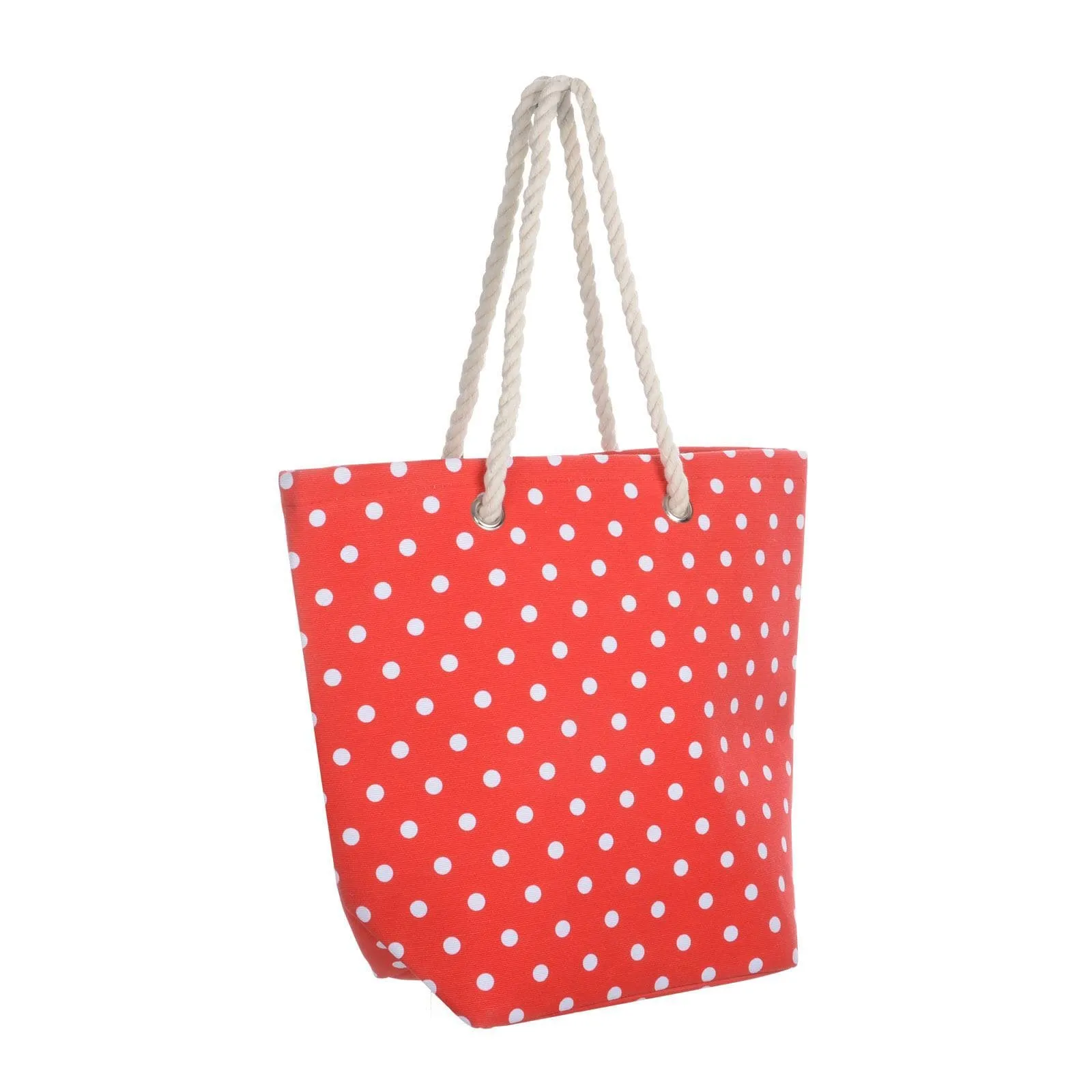 Womens Polka Dot Canvas Beach Shoulder Bag Shopping Tote (Slight Seconds)