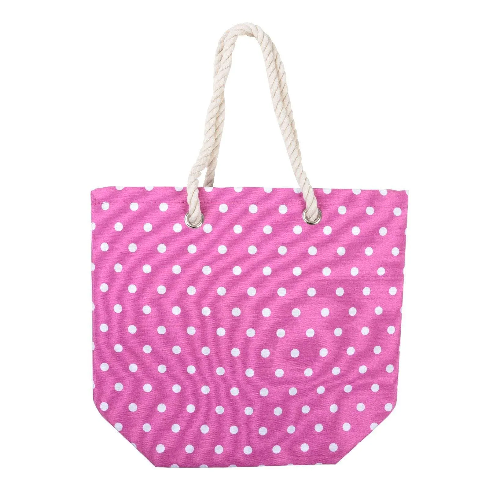 Womens Polka Dot Canvas Beach Shoulder Bag Shopping Tote (Slight Seconds)