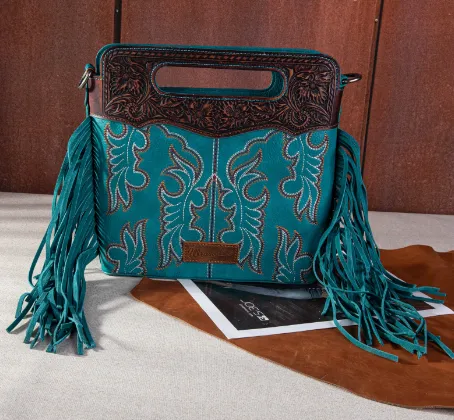 Wrangler Turquoise Top Handle Embroidered Concealed Carry Crossbody Tote WG110-G2010TQ