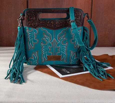 Wrangler Turquoise Top Handle Embroidered Concealed Carry Crossbody Tote WG110-G2010TQ