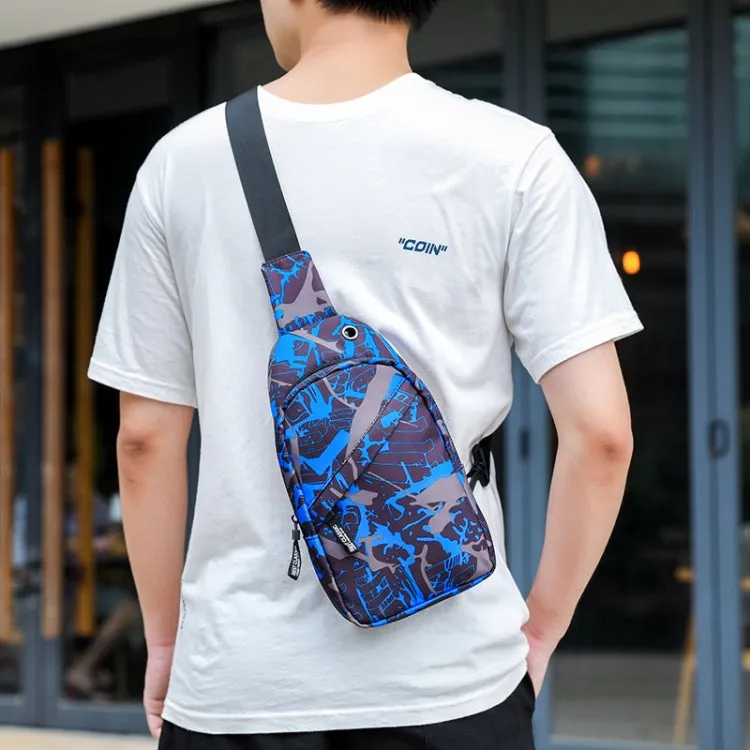 XQB993 Men Chest Bag Messenger Bag Oxford Cloth Sports Bag, Color: Graffiti Blue