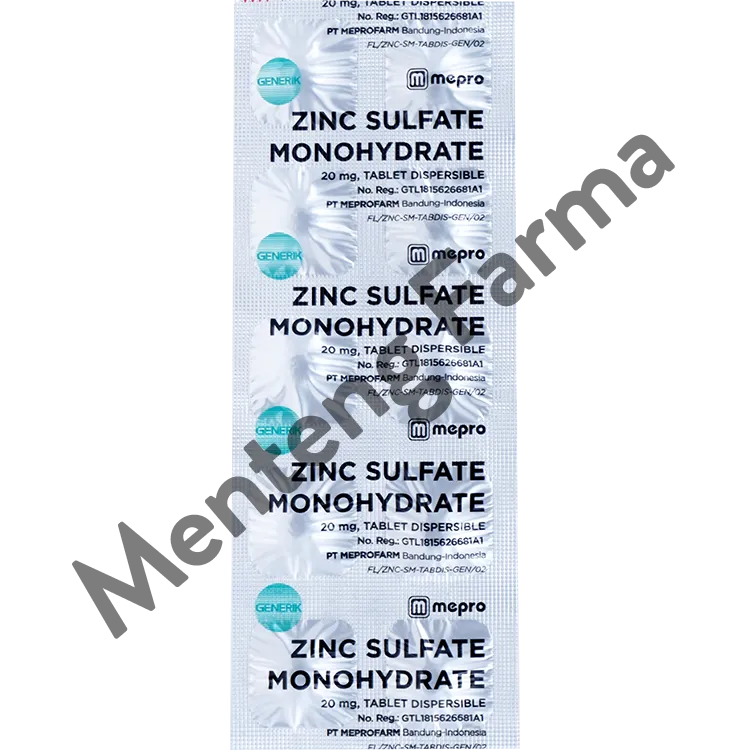 Zinc Sulfate Monohydrate 20 Mg Strip 10 Tablet - Pelengkap Pengobatan Diare